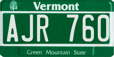 VT license plate AJR760