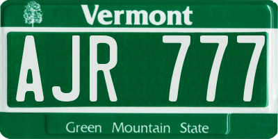 VT license plate AJR777