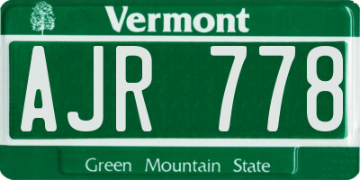 VT license plate AJR778