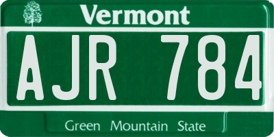 VT license plate AJR784