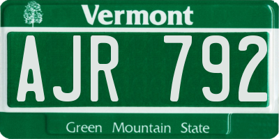 VT license plate AJR792