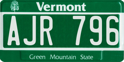 VT license plate AJR796