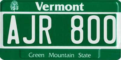 VT license plate AJR800