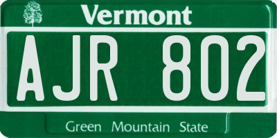 VT license plate AJR802
