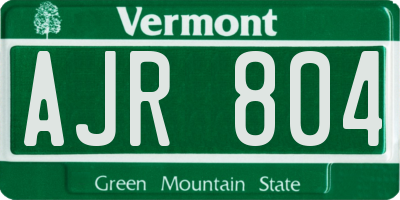 VT license plate AJR804