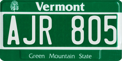 VT license plate AJR805