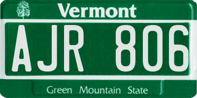 VT license plate AJR806