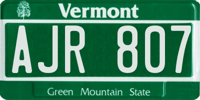 VT license plate AJR807