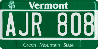 VT license plate AJR808