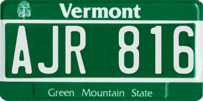 VT license plate AJR816