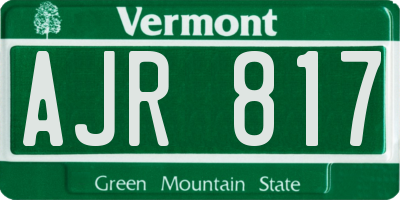 VT license plate AJR817