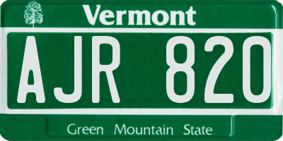 VT license plate AJR820