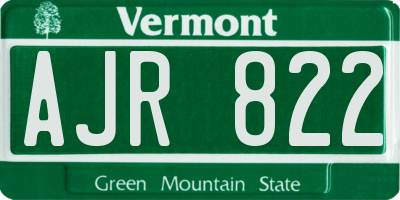 VT license plate AJR822