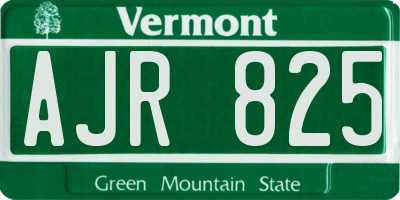 VT license plate AJR825