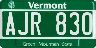 VT license plate AJR830