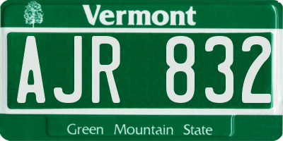 VT license plate AJR832