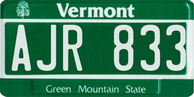 VT license plate AJR833