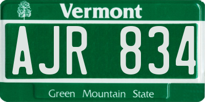VT license plate AJR834