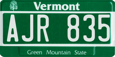 VT license plate AJR835