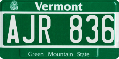 VT license plate AJR836