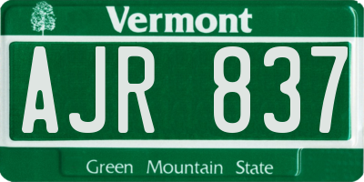VT license plate AJR837