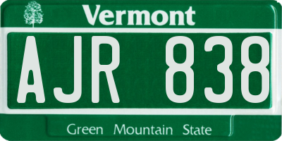 VT license plate AJR838