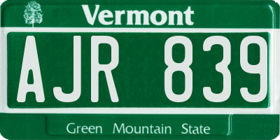 VT license plate AJR839