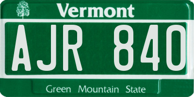 VT license plate AJR840