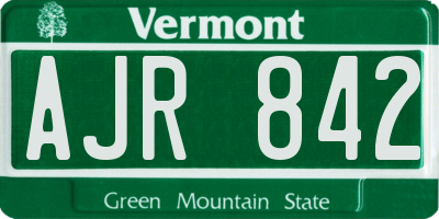 VT license plate AJR842