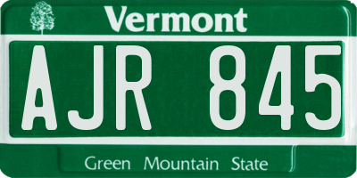 VT license plate AJR845