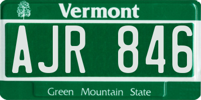 VT license plate AJR846