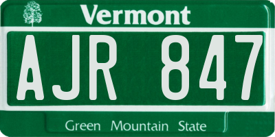 VT license plate AJR847