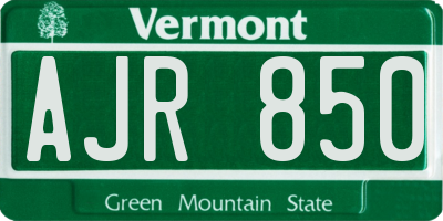 VT license plate AJR850