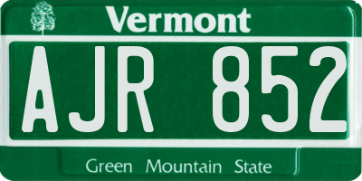 VT license plate AJR852