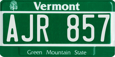VT license plate AJR857