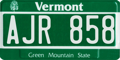 VT license plate AJR858