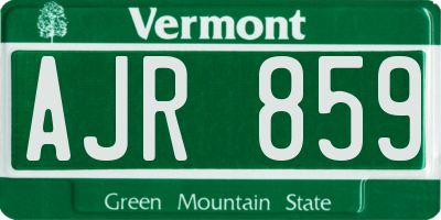 VT license plate AJR859
