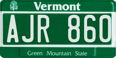 VT license plate AJR860