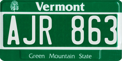 VT license plate AJR863