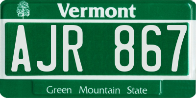 VT license plate AJR867