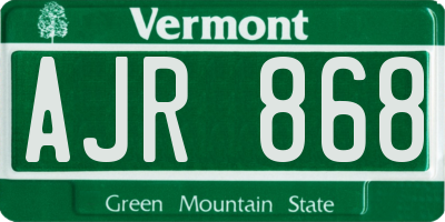 VT license plate AJR868