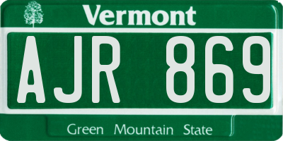 VT license plate AJR869