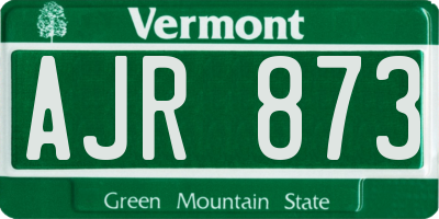 VT license plate AJR873
