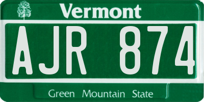 VT license plate AJR874