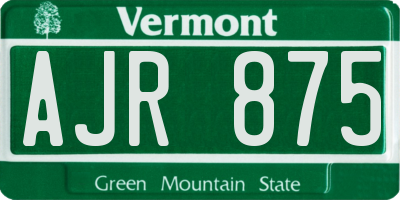 VT license plate AJR875