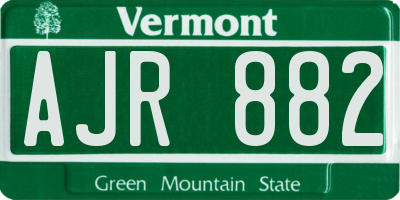VT license plate AJR882