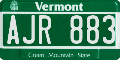 VT license plate AJR883
