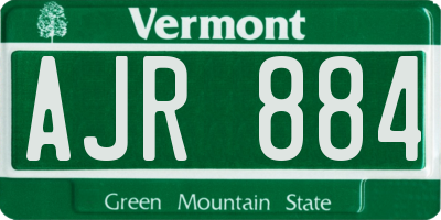 VT license plate AJR884