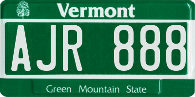 VT license plate AJR888