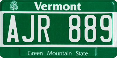 VT license plate AJR889